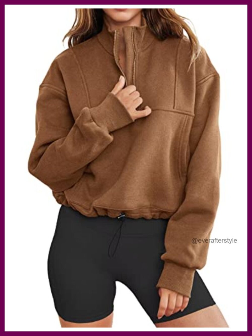 Women's Oversized Half Zip Crop Sweatshirt Long Sleeve Pullover